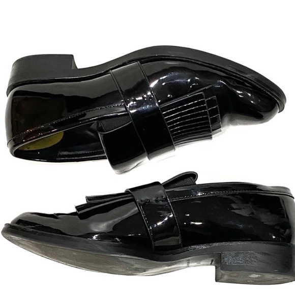 SOLD💋 ZARA Black Parent Leather Fringed Top Loafers Size 6 - Picture 3 of 8
